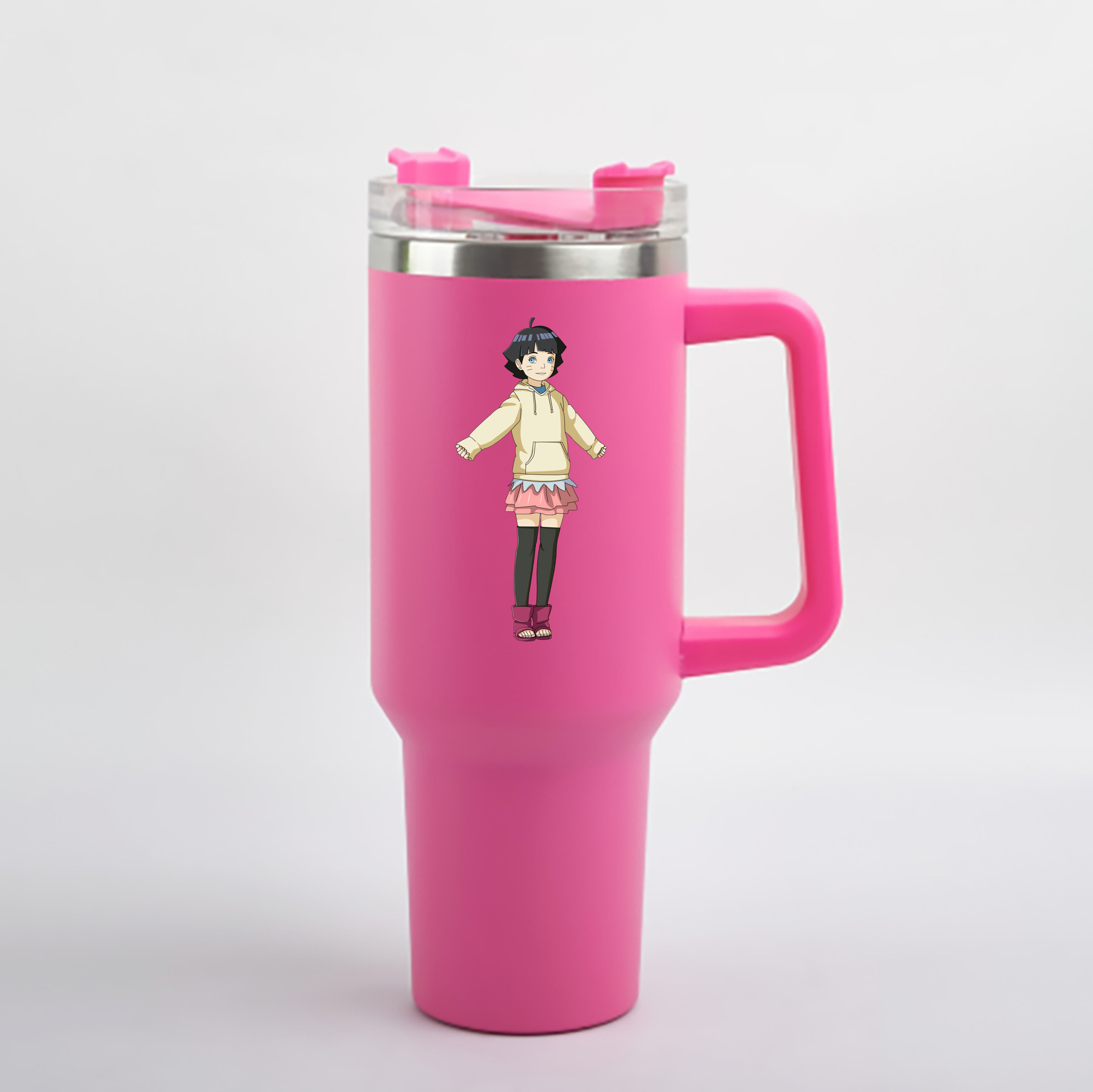 （画像用） NARUTO -ナルト- うずまき ヒマワリ Uzumaki Himawari 1200mL車用タンブラー - クリスタルステッカー（プラスチックストロー付き）